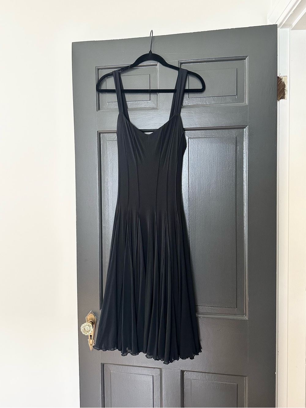Elana Kattan Vintage Pleated Fit & Flare Black Dress - Size Mediun
